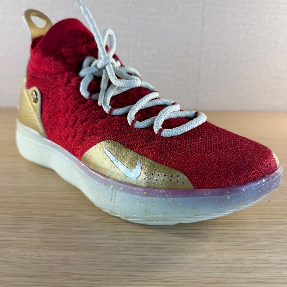 Nike KD XI 11 iD Men's 8 Red Metallic Gold Kevin Durant Basketball Shoes